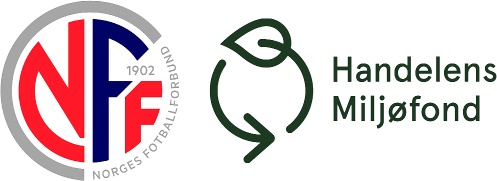 Norges Fotballforbund og Handelens Miljøfond logoer - samarbeid om miljøvennlige kunstgressbaner